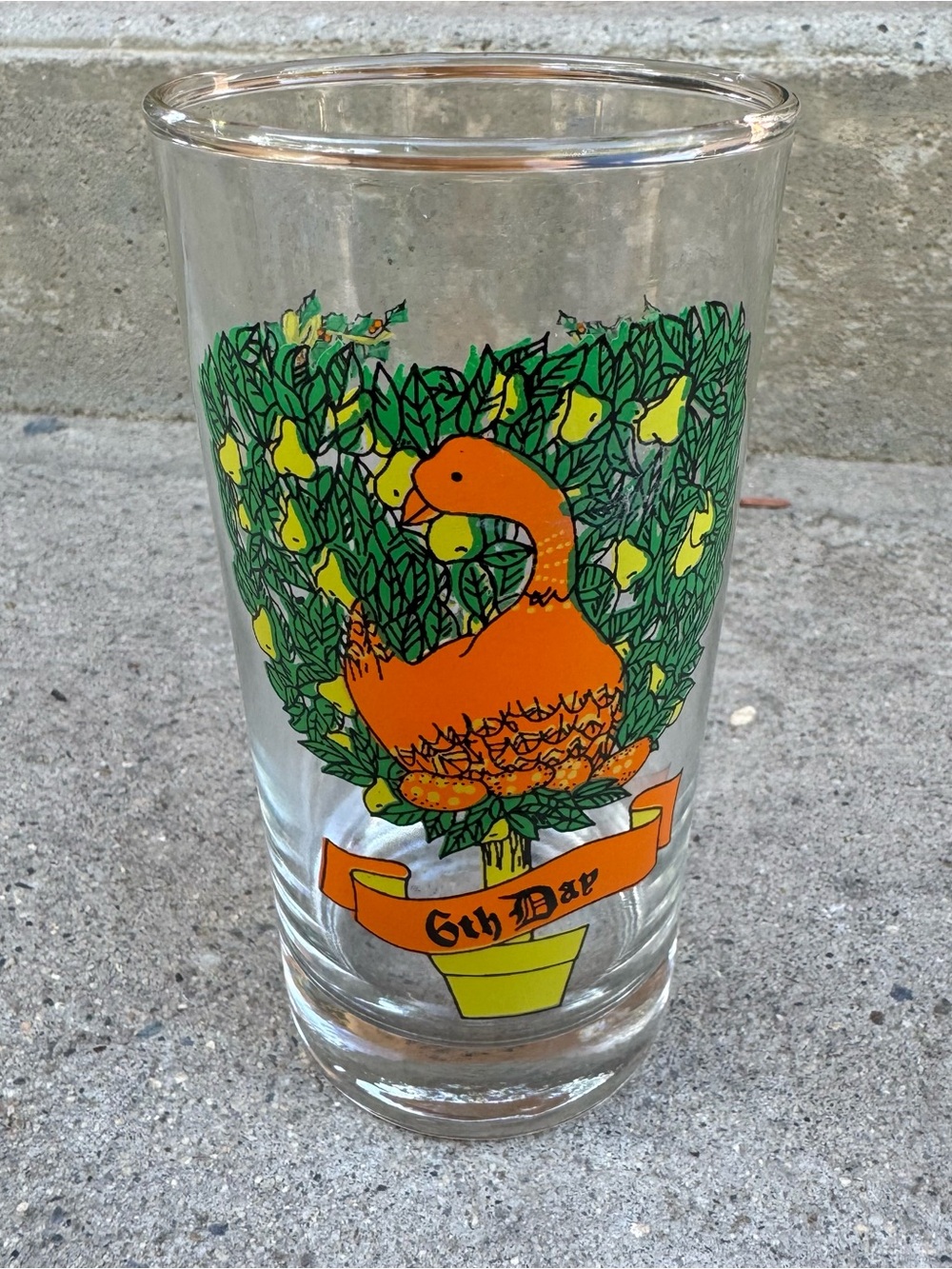 Vintage 1970s 12 Days of Christmas Glass Tumbler‎ 6th Day Geese 14oz